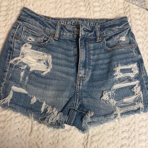 American Eagle Outfitters Women's Ripped Blue Jean Shorts
